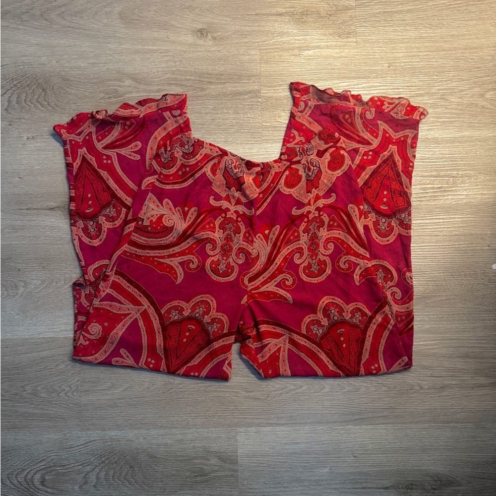 Vintage 2000s Victoria’s Secret Mesh Red Paisley Patterned Pants